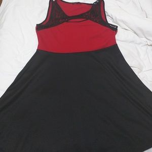 sexy plus size red & black cutout dress with lace